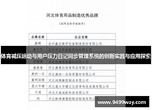 体育减压运动与用户压力日记同步管理系统的创新实践与应用探索